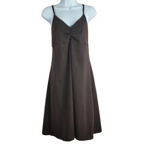 Prana Lola Strappy Mini Dress Brown Large Shelf Bra Stretch Sleeveless Active
